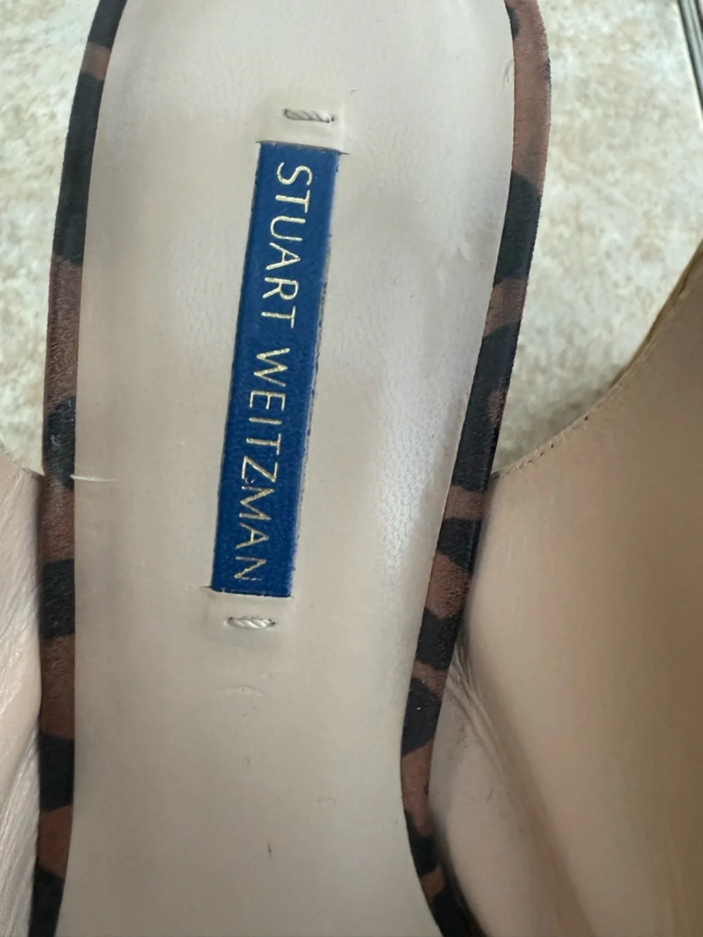 Stuart Weitzman Leopard Print Brown Cork Wedge Slingbacks - Picture 5 of 15